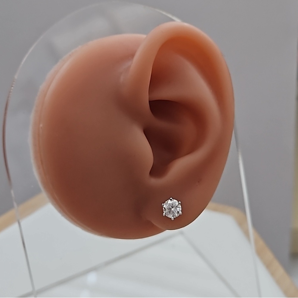 Certified Round Moissanite Stud Earrings